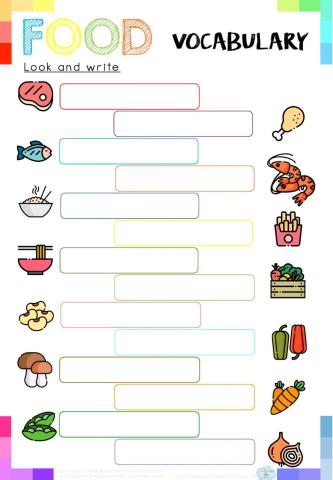Look and write: Food Vocabulary