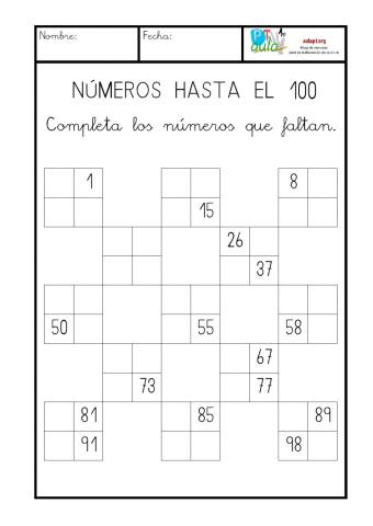 COMPLETAR LOS NÚMEROS QUE FALTAN