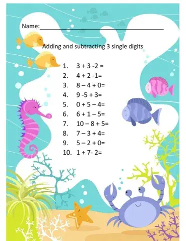 Add and subtract 3 single digit numbers