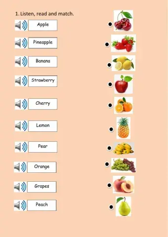 Fruits. Listen, read and match.