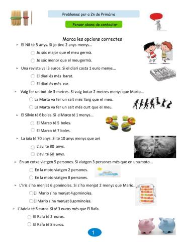 Problemes de càlcul mental