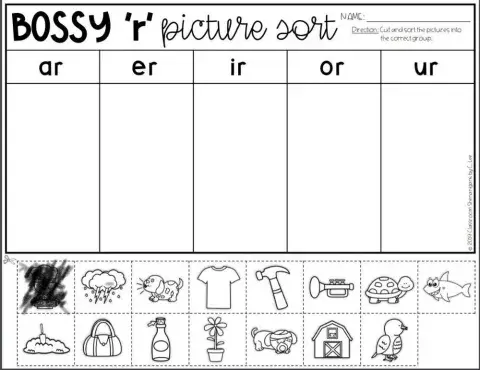 Bossy R Picture sort - ar, er, ir, ur, or
