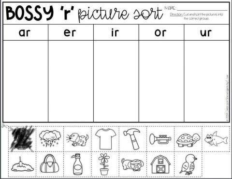 Bossy R Picture sort - ar, er, ir, ur, or
