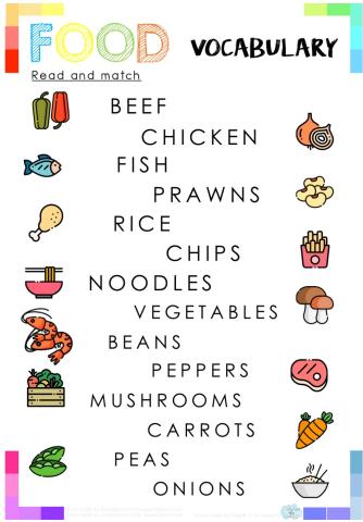 Read and match: Vocabulary food