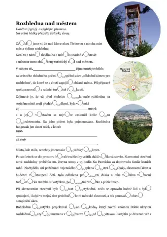 Pravopis a slovotvorba: Moravská Třebová - rozhledna Pastýřka (místně ukotvené učení)