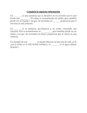 Solución, soluto y solvente