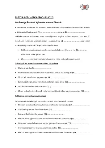 (DBH 2) Kultura eta artea Erdi Aroan (2)