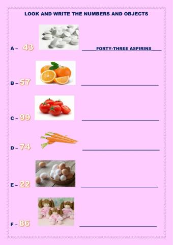 Look and write the numbers and the names