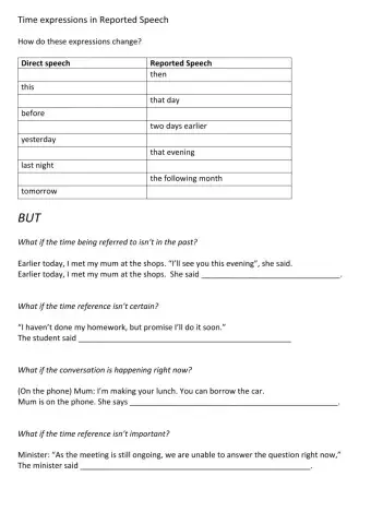 Reported Time Statements and Exceptions