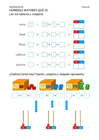 Matemáticas-Ficha 20-Números mayores que 10