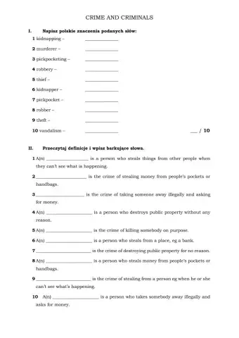 Crimes and criminals