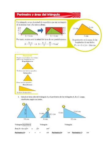 Perímetro y área del triángulo