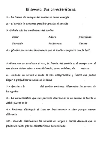 El sonido. Sus características.
