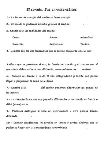 El sonido. Sus características.