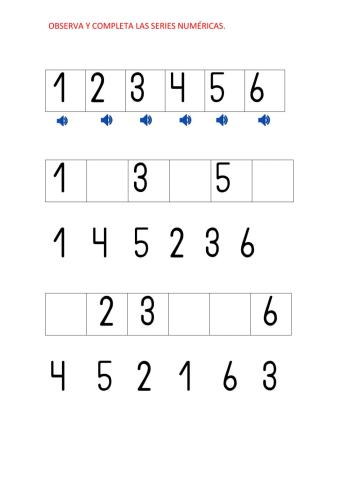 Serie numérica hasta 6