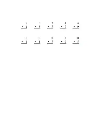 Single digit multiplication 1