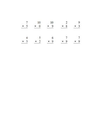 Single digit multiplication 2