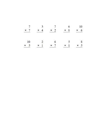 Single digit multiplication 3