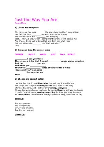 JUST THE WAY YOU ARE - Bruno Mars