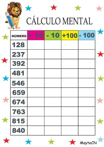 Cálculo mental sumas y restas