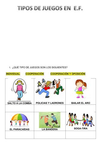 Tipos de juegos en EF.