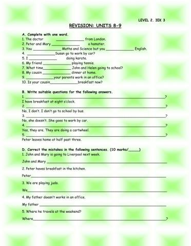 IEK3 Revision Units 8 and 9