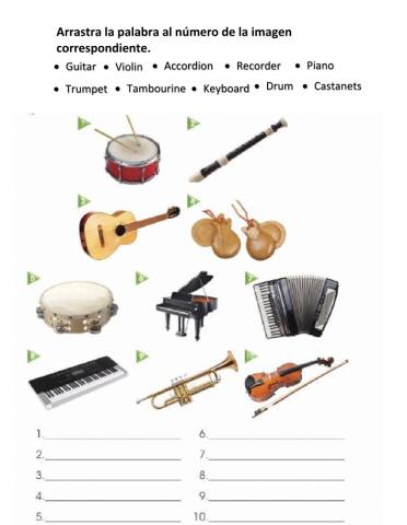 Instruments vocabulary