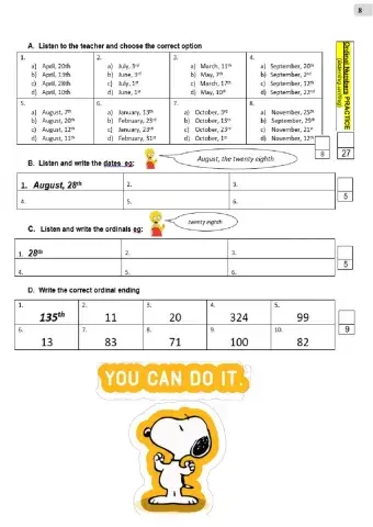 1st - Ordinal Numbers Practice - similar to p8