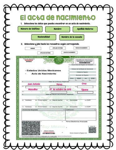 El acta de nacimiento