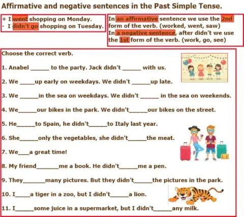 Affirmative and negative sentences in Past Simple