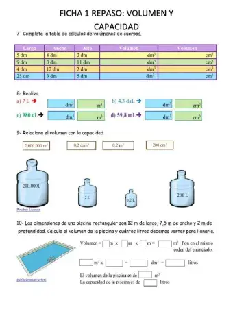 Ficha 1 repaso volumen y capacidad