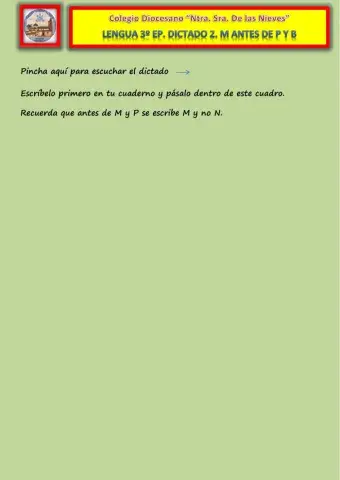 Dictado 2. M antes de B y P