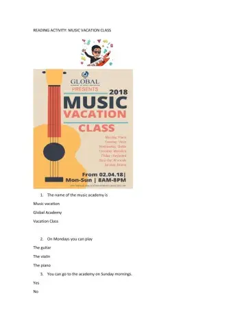Reading: music class