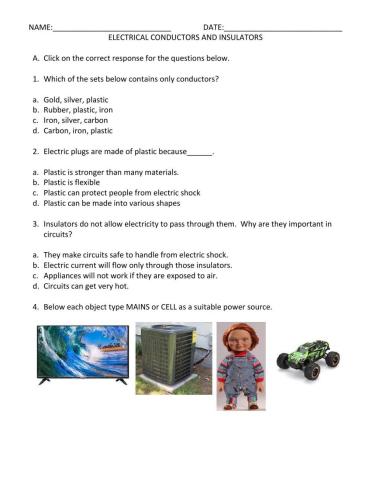 Electrical conductors and insulators