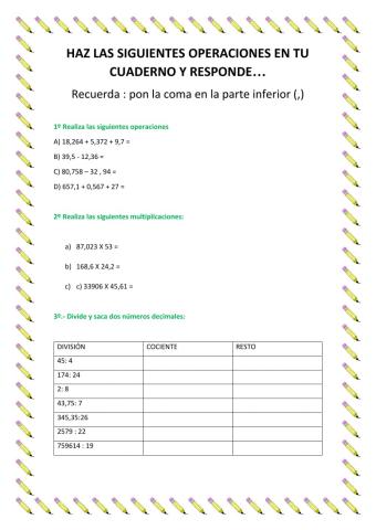 Operaciones con decimales