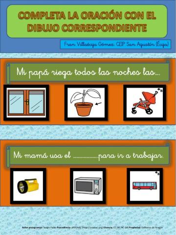 Comprensión lectora, frases cortas.