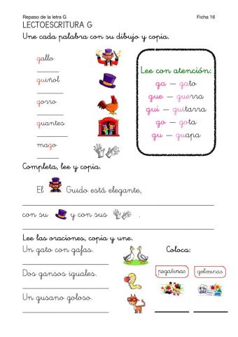 Lectoescritura-Ficha 16-Repaso g-gu