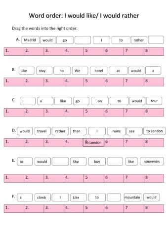 Word order I would like