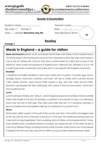 Reading G4 EF-3rd term exams