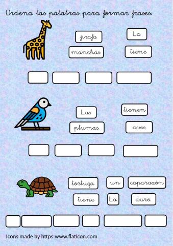 Ordena las palabras para formar frases