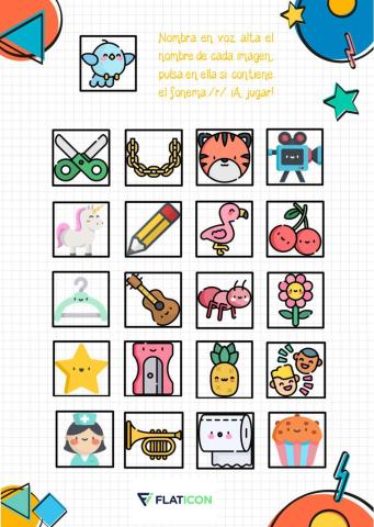 Señala las palabras con el fonema R.