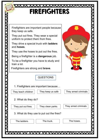 Reading comprehension - Firefighters