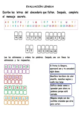 Abecedario, g o j, sujeto y predicado.