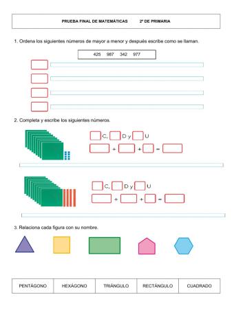 Prueba final matemáticas