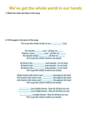 Song - We've got the whole world in our hands