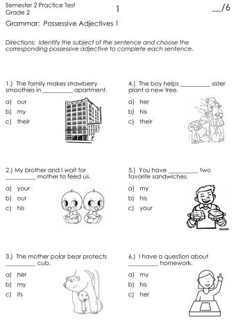Grammar - Possessive Adjectives Test Practice 1