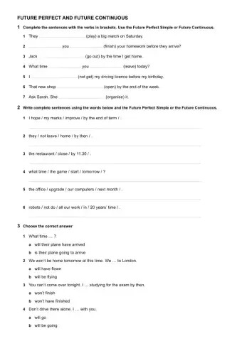 Future Perfect  and Future Continuous - Future tenses