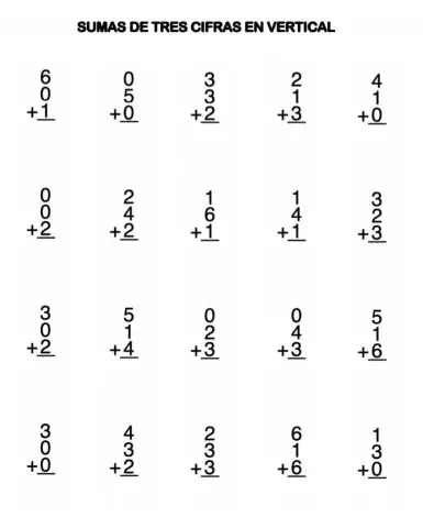 Sumas tres sumandos en vertical