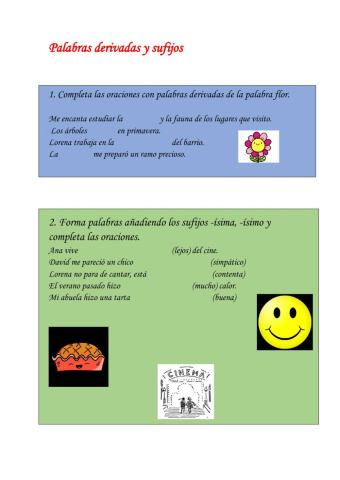 Palabras derivadas y sufijos