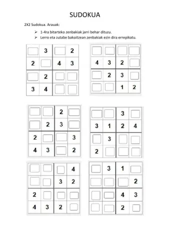 2 x2 sudokua